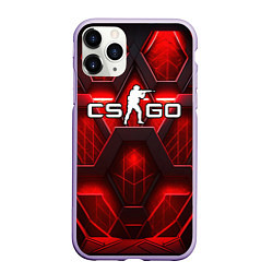 Чехол iPhone 11 Pro матовый CS GO red space abstract, цвет: 3D-светло-сиреневый