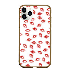 Чехол iPhone 11 Pro матовый Поцелуи - паттерн, цвет: 3D-коричневый