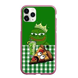 Чехол iPhone 11 Pro матовый Pepe King with pizza, цвет: 3D-малиновый