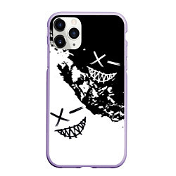 Чехол iPhone 11 Pro матовый Smile - black and white, цвет: 3D-светло-сиреневый