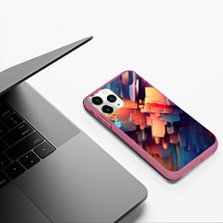 Чехол iPhone 11 Pro матовый Цветная абстракция каменных сланцев, цвет: 3D-малиновый — фото 2