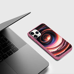 Чехол iPhone 11 Pro матовый Вихрь из звезд и облаков, цвет: 3D-малиновый — фото 2