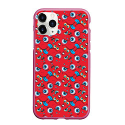 Чехол iPhone 11 Pro матовый Мультяшный кривляка, цвет: 3D-малиновый