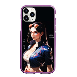 Чехол iPhone 11 Pro матовый Нико Робин с очками - One Piece, цвет: 3D-фиолетовый