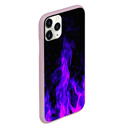 Чехол iPhone 11 Pro матовый Неоновый огонь на черном фоне, цвет: 3D-розовый — фото 2