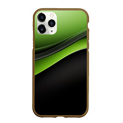 Чехол iPhone 11 Pro матовый Black green abstract