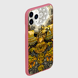 Чехол iPhone 11 Pro матовый Золотой орёл - славянский орнамент, цвет: 3D-малиновый — фото 2