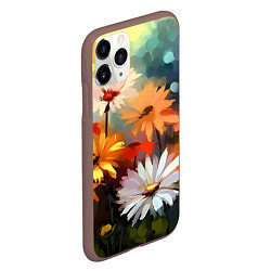 Чехол iPhone 11 Pro матовый Маслянные ромашки, цвет: 3D-коричневый — фото 2
