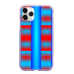 Чехол iPhone 11 Pro матовый Красно-синие полосы и квадраты, цвет: 3D-светло-сиреневый