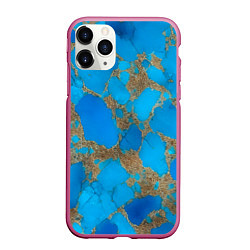 Чехол iPhone 11 Pro матовый Голубая яшма, цвет: 3D-малиновый