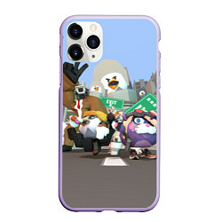 Чехол iPhone 11 Pro матовый Chicken Gun Skibibi: Гарибальди и Мурка, цвет: 3D-светло-сиреневый