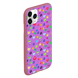 Чехол iPhone 11 Pro матовый Эмпатия - паттерн эмоджи, цвет: 3D-малиновый — фото 2