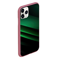 Чехол iPhone 11 Pro матовый Черно зеленые полосы, цвет: 3D-малиновый — фото 2