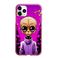 Чехол iPhone 11 Pro матовый Alien - comics art style, цвет: 3D-малиновый