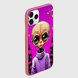 Чехол iPhone 11 Pro матовый Alien - comics art style, цвет: 3D-малиновый — фото 2