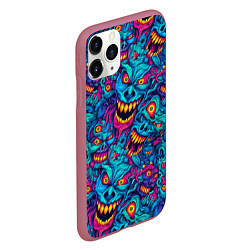 Чехол iPhone 11 Pro матовый Неоновые монстры - graffiti art style pattern, цвет: 3D-малиновый — фото 2