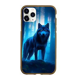 Чехол iPhone 11 Pro матовый Волк в ночном лесу, цвет: 3D-коричневый