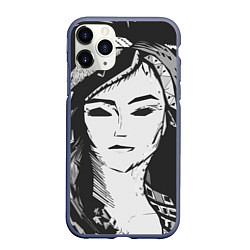 Чехол iPhone 11 Pro матовый Девушка стилизация тёмно-серый, цвет: 3D-серый