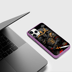 Чехол iPhone 11 Pro матовый Тёмный самурай, цвет: 3D-фиолетовый — фото 2