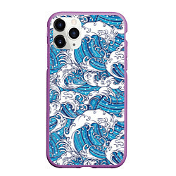 Чехол iPhone 11 Pro матовый Sea waves, цвет: 3D-фиолетовый