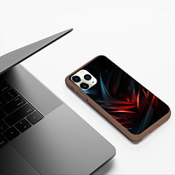 Чехол iPhone 11 Pro матовый Black red abstract, цвет: 3D-коричневый — фото 2