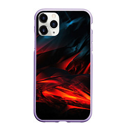 Чехол iPhone 11 Pro матовый Red black abstract, цвет: 3D-светло-сиреневый