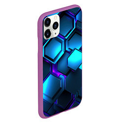 Чехол iPhone 11 Pro матовый Объемные неоновые плиты, цвет: 3D-фиолетовый — фото 2