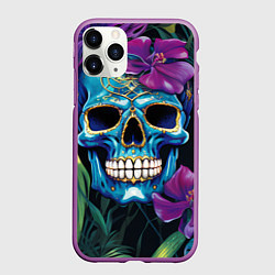 Чехол iPhone 11 Pro матовый Череп в джунглях, цвет: 3D-фиолетовый