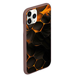 Чехол iPhone 11 Pro матовый Оранжевые плиты паттерн, цвет: 3D-коричневый — фото 2