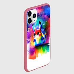 Чехол iPhone 11 Pro матовый Акварельный пикачу - живопись, цвет: 3D-малиновый — фото 2