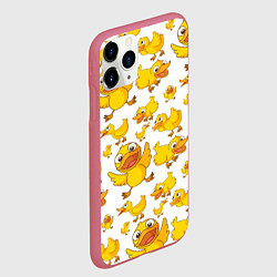 Чехол iPhone 11 Pro матовый Yellow ducklings, цвет: 3D-малиновый — фото 2