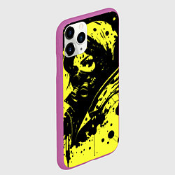 Чехол iPhone 11 Pro матовый Девушка в респираторе и кляксы чернил, цвет: 3D-фиолетовый — фото 2