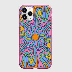 Чехол iPhone 11 Pro матовый Абстрактный психоделический рисунок, цвет: 3D-малиновый