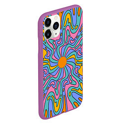 Чехол iPhone 11 Pro матовый Абстрактный психоделический рисунок, цвет: 3D-фиолетовый — фото 2