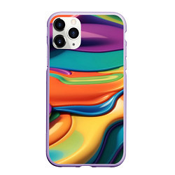 Чехол iPhone 11 Pro матовый Жидкий разноцветный пластик, цвет: 3D-светло-сиреневый