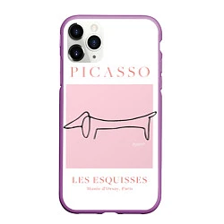 Чехол iPhone 11 Pro матовый Собака - Пабло Пикассо, цвет: 3D-фиолетовый