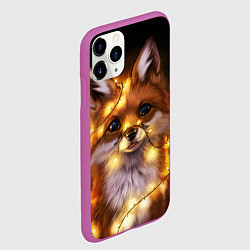 Чехол iPhone 11 Pro матовый Лисенок в гирлянде, цвет: 3D-фиолетовый — фото 2