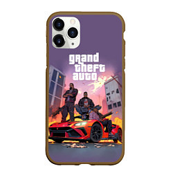 Чехол iPhone 11 Pro матовый Grand Theft Auto - game, цвет: 3D-коричневый