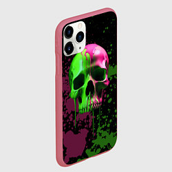 Чехол iPhone 11 Pro матовый Кислотный череп в краске, цвет: 3D-малиновый — фото 2