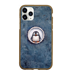 Чехол iPhone 11 Pro матовый Маленький забавный пингвинчик, цвет: 3D-коричневый