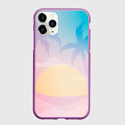 Чехол iPhone 11 Pro матовый Градиентовый летний пейзаж, цвет: 3D-фиолетовый