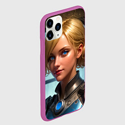 Чехол iPhone 11 Pro матовый Девушка блондинка в латах, цвет: 3D-фиолетовый — фото 2
