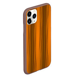 Чехол iPhone 11 Pro матовый Текстура бревна вертикальные, цвет: 3D-коричневый — фото 2