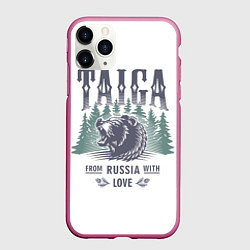 Чехол iPhone 11 Pro матовый Тайга - из России с любовью, цвет: 3D-малиновый