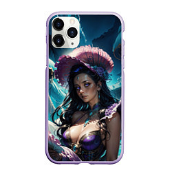 Чехол iPhone 11 Pro матовый Девушка фэнтази с фиолетовыми волосами