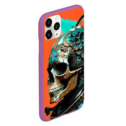 Чехол iPhone 11 Pro матовый Art skull - irezumi - Japan, цвет: 3D-фиолетовый — фото 2