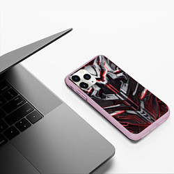 Чехол iPhone 11 Pro матовый Красная кибер броня, цвет: 3D-розовый — фото 2