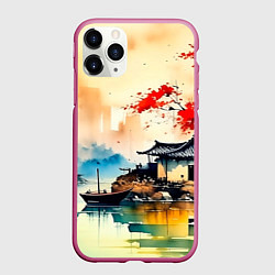 Чехол iPhone 11 Pro матовый Краски природы, цвет: 3D-малиновый