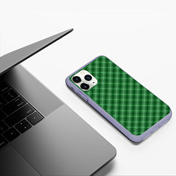 Чехол iPhone 11 Pro матовый Зеленая клетка, цвет: 3D-светло-сиреневый — фото 2