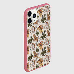 Чехол iPhone 11 Pro матовый Совы и подорожник, цвет: 3D-малиновый — фото 2
